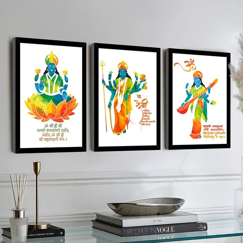 Avatars Of Devi Wall Art with Frame - Set Of Three media 3