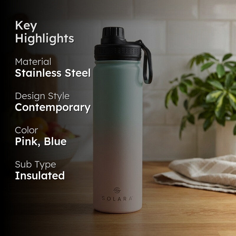 Solara Insulated Stainless Steel Bottle (650 mL) - Pink,Blue media 2