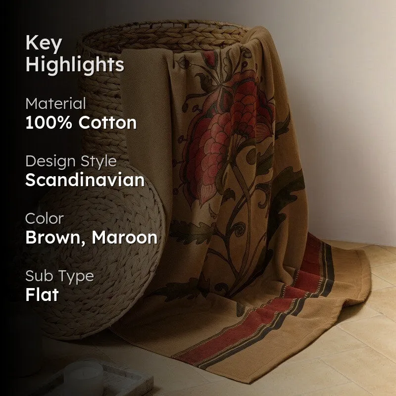 Mehfil Floral Cotton Bath Towels - Brown media 2