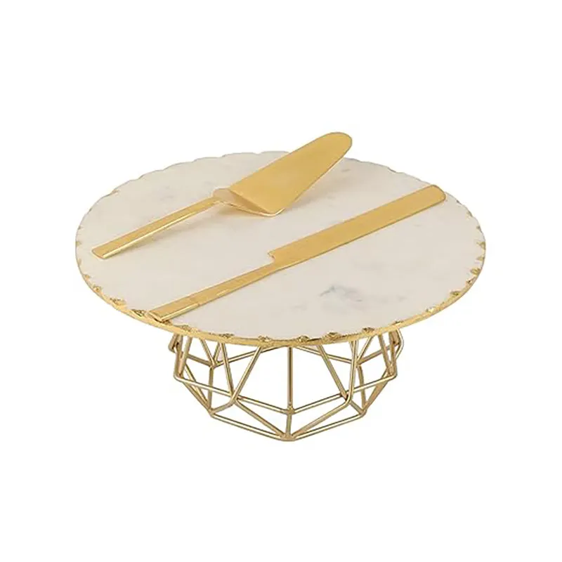 Marmore Geo Marble Cake Stand With Server & Knife - Three Piece Set media 7