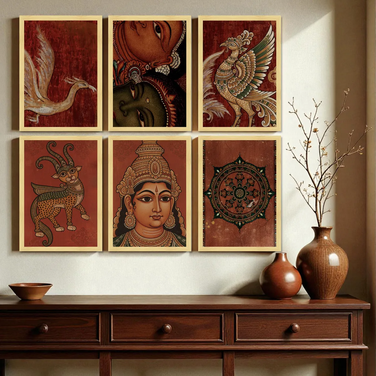 Traditional Deity Art Wall Painting With Frame - Set Of Six media 5