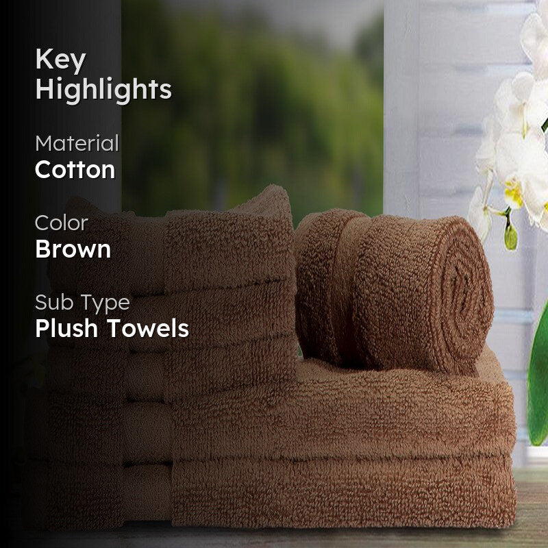 Miorah Hand & Face Towel Combo (Brown) - Six Piece Set media 2