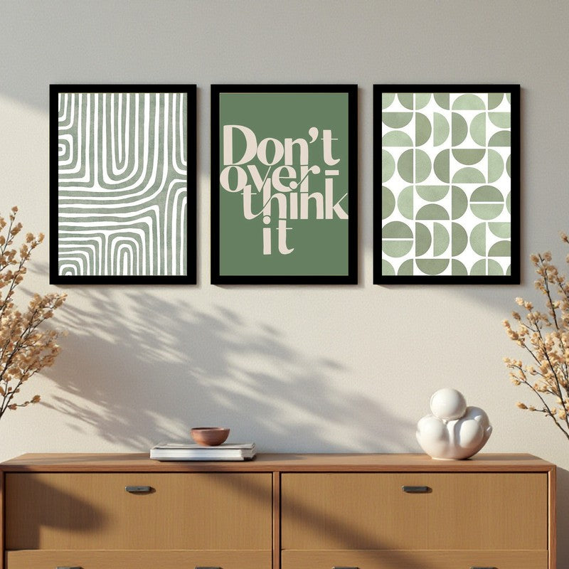 Dont Over Think It Paper Wall Painting With Frame - Set Of Three