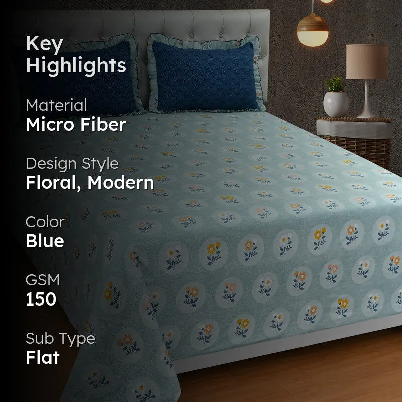 Blueberry Dusk Frill Micro Fiber Bedsheet - 150 GSM media 2