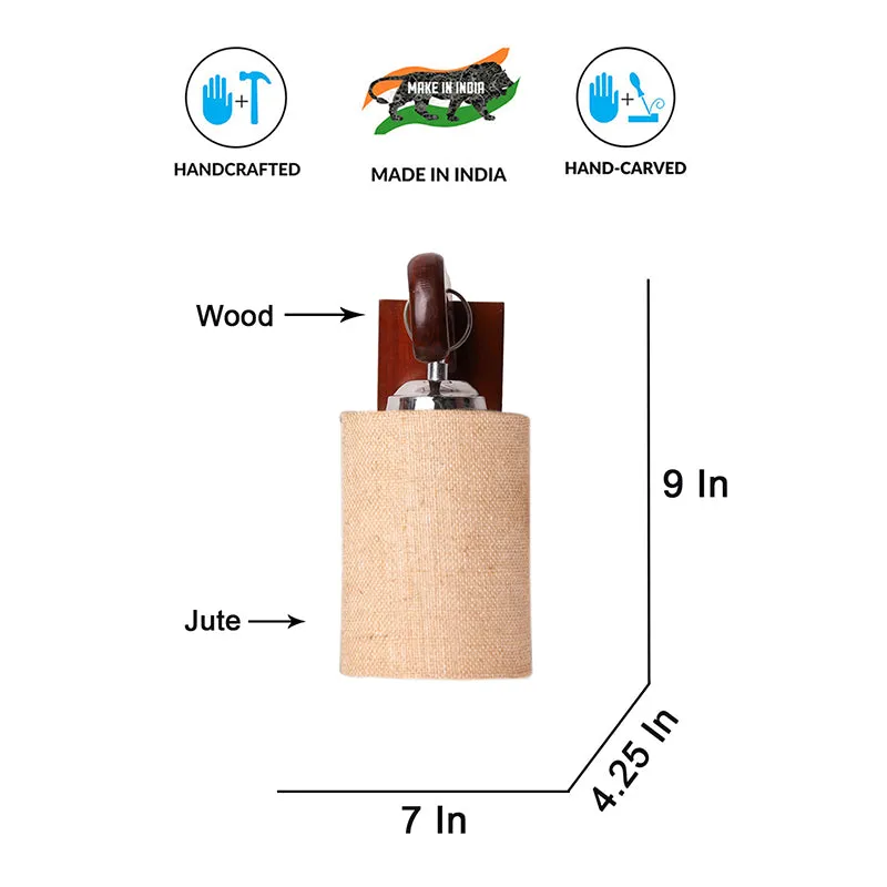 Klarion Jute & Wooden Wall Lamp - Beige media 6
