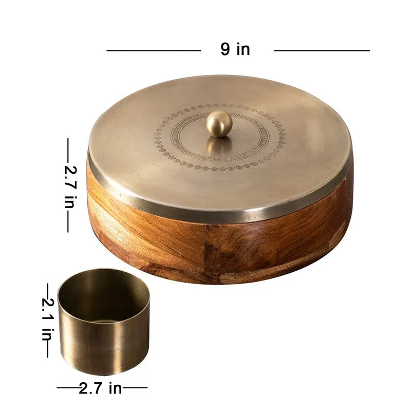 Zaestia Mango Wood Round Masala Box - Three Piece Set media 8
