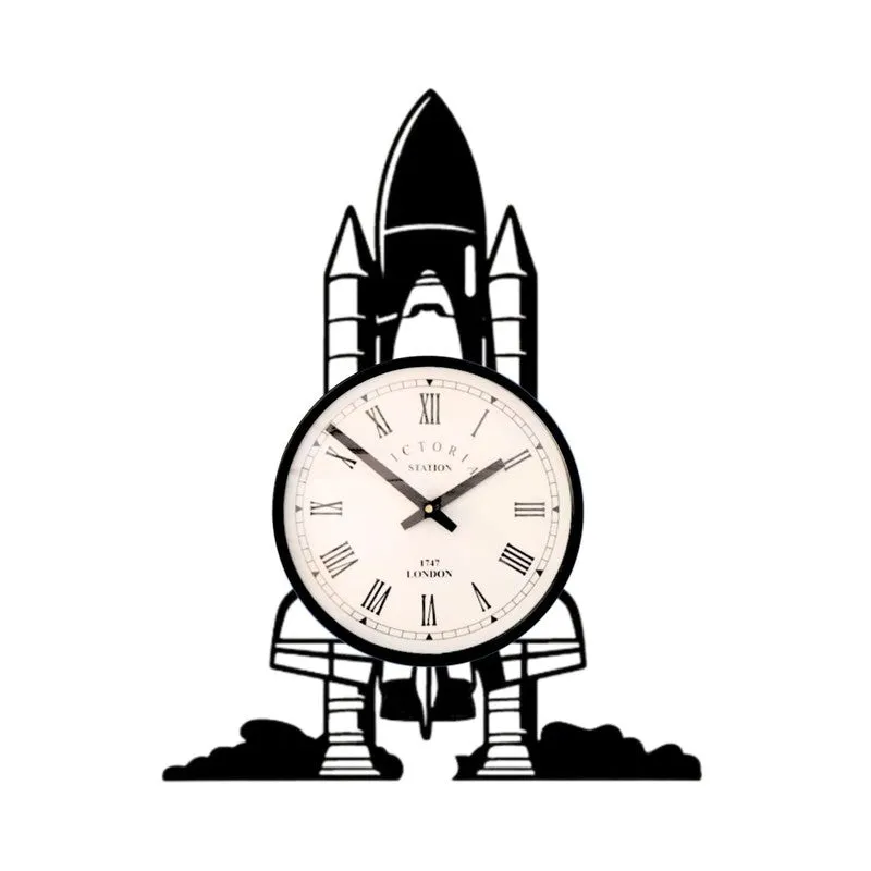 Rocket Steel Analog Wall Clock - Black media 4