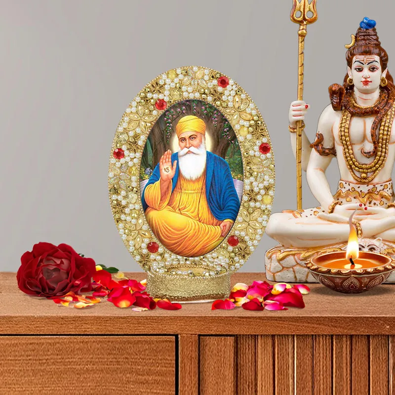 Guru Nanak Dev Ornate Photo Frame - Oval media 1
