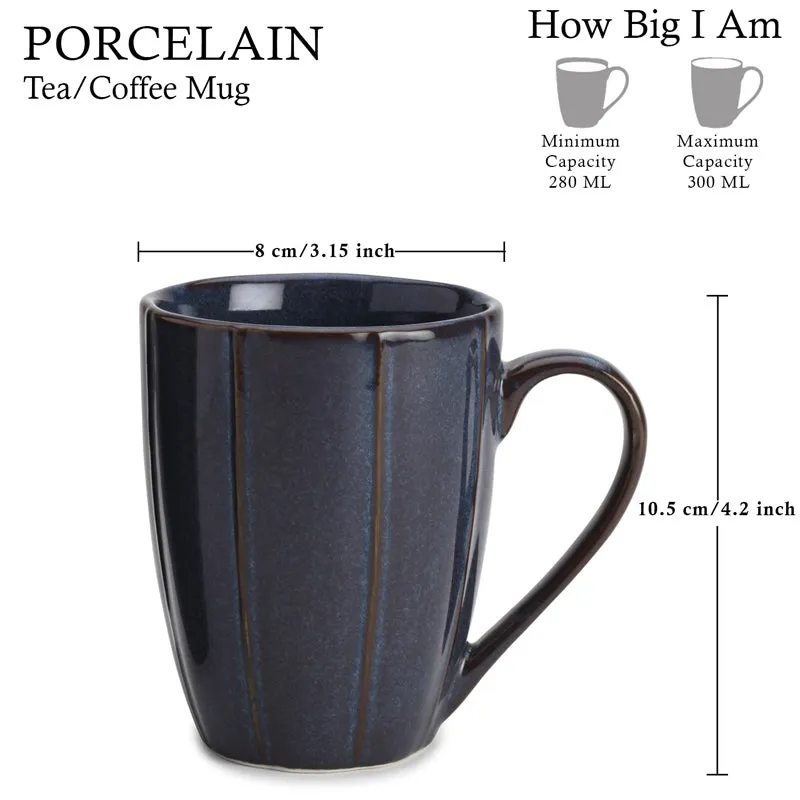 Ciro Porcelain Coffee Mug (300 mL Each/Blue) - Set of Two media 5