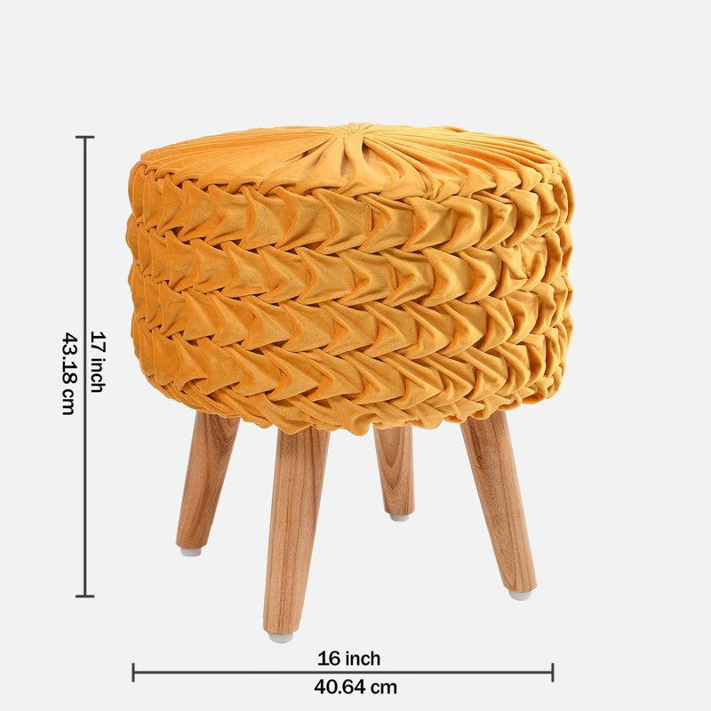 Velora Yellow Engineered Wood Ottoman media 8