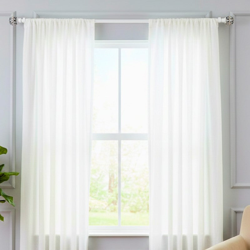 Syrocco  Extendable 1" Single Curtain Rod With Round Finial & Brackets media 3