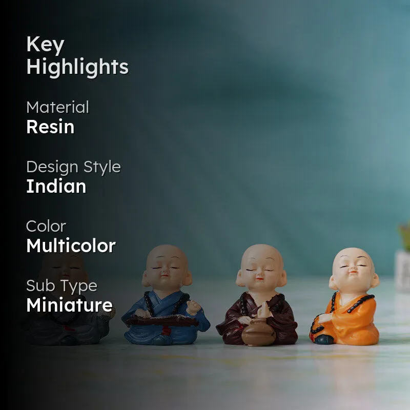 Baby Monk Play Showpiece - Set Of Four media 2