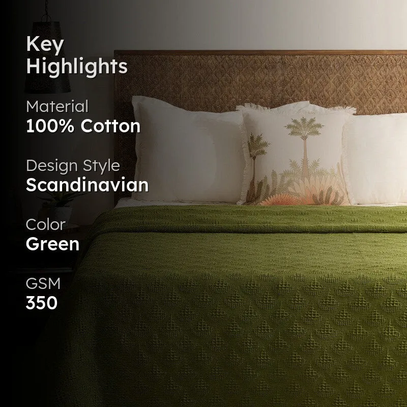 Geo Haven Cotton Bedcover (Green) (350 Gsm) - Two Piece Set media 2