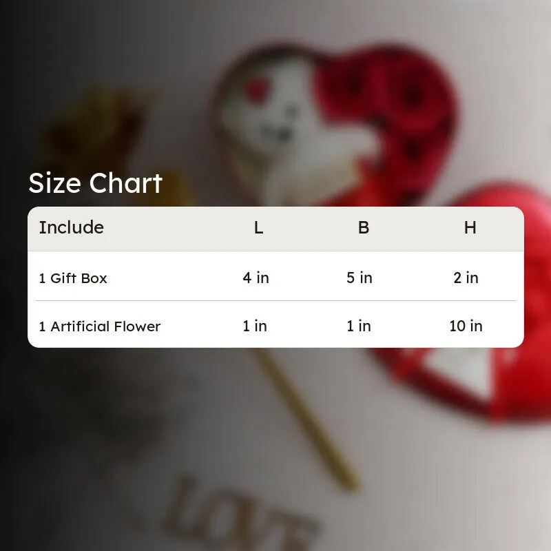 Size chart image for the gift box set