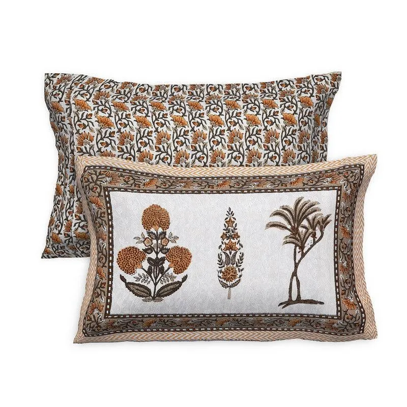 Pamia Ethnic Cotton Bedsheet (Brown) - 160 TC media 5