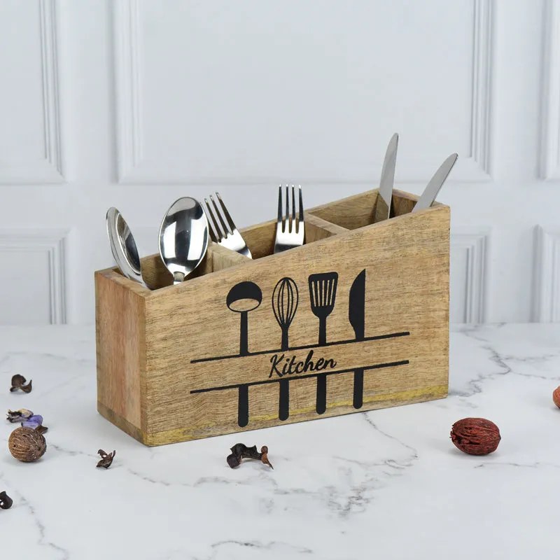 Bavya Wooden Cutlery Holder media 1