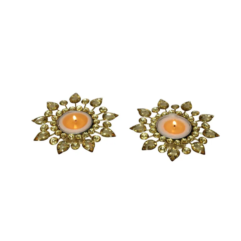 Tajra Ornate Tea Light Holder (Yellow) - Set Of Two media 5