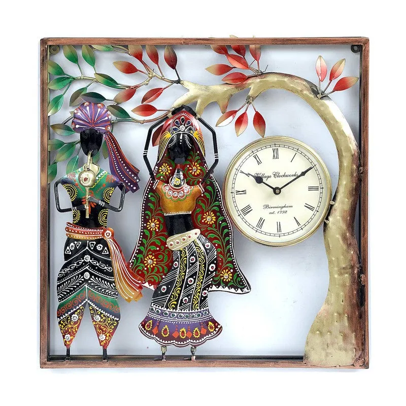 Musician Couple Frame Decor Accent Metal Wall Clock media 4