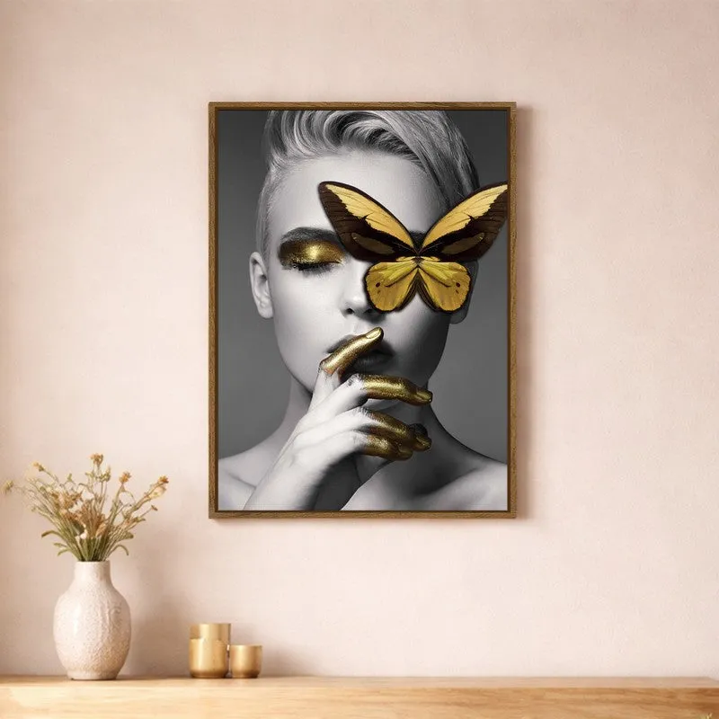 Butterfly Elegance Canvas Wall Art With Frame media 1