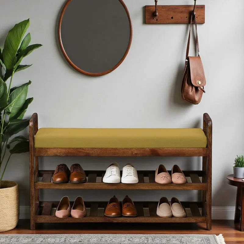 Sole Nest Mango Wood Shoe Rack - Yellow media 1