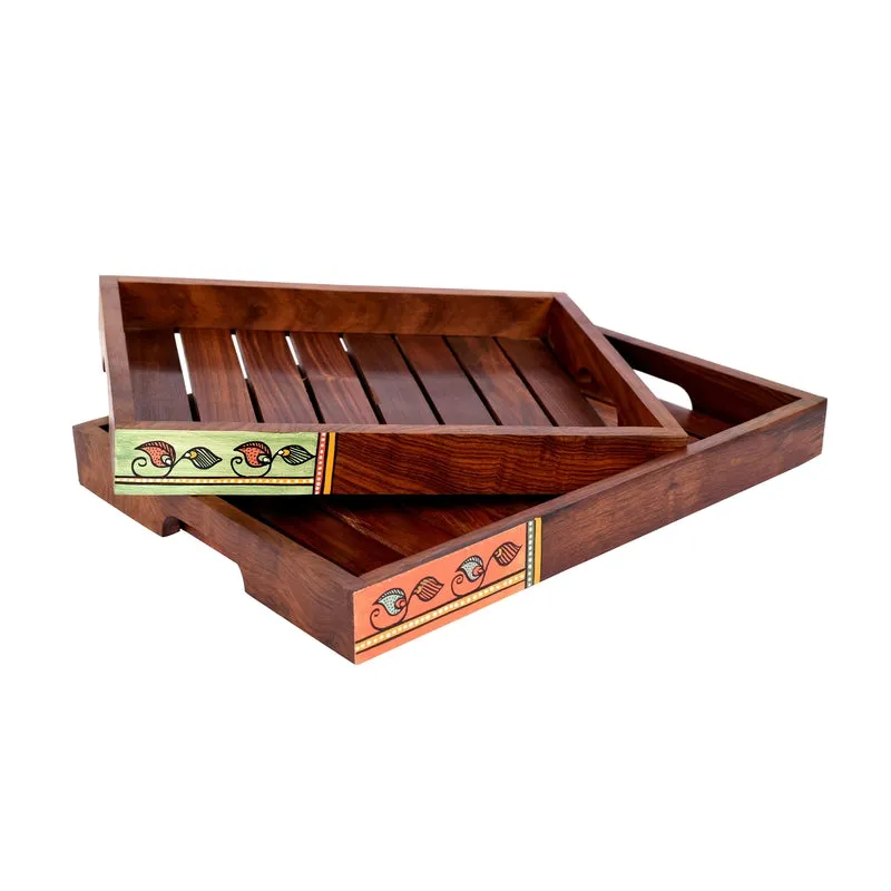 Veeyan Wooden Tray - Set Of Two media 2
