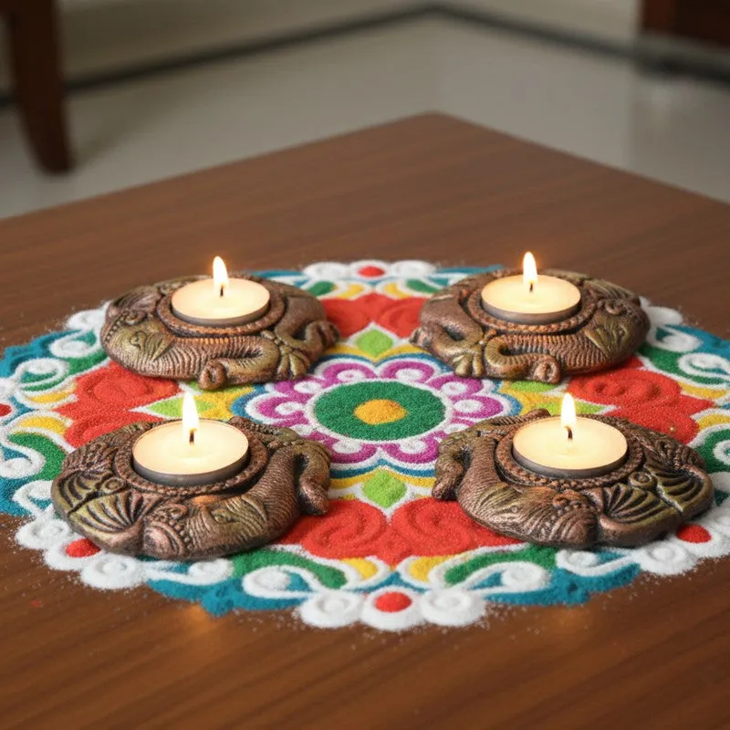 Charcoal Blossom Tealight Holder - Set Of Four media 6
