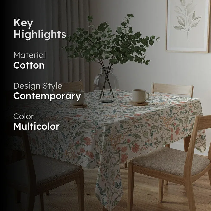 Urban Space Floral Multicolor Cotton Table Cover media 2