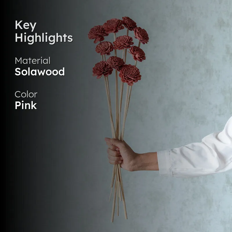 Estar Sola Wood Rose Flower Stick (Rustic Pink) - Set Of Ten media 2