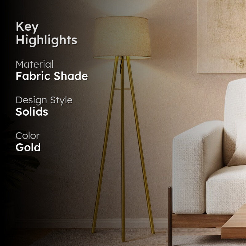 Sleekie Tripod Floor Lamp - Gold & White media 2