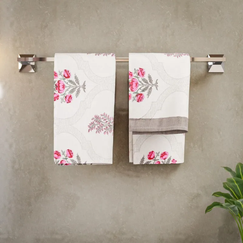 Flora Drift Cotton Hand Towel (Brown) - Set Of Two media 3