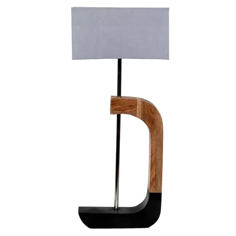 Elarc Wooden Table Lamp - Brown,Grey media 3