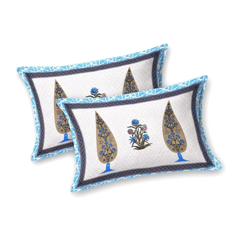 Jaipuro Cotton Bedsheet (Blue,White) - 240 TC media 4