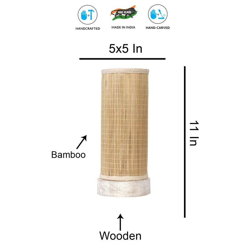 Canevia Cylindra Curve Bamboo Table Lamp - Off White media 7