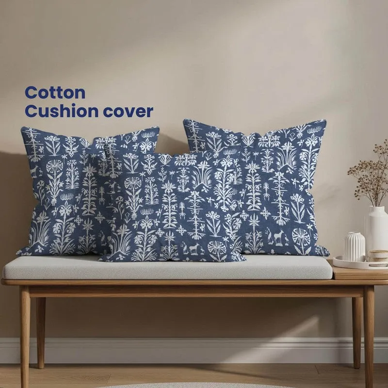 Urban Space Softiq Blue Cotton Cushion Cover Set - Set of Three media 3