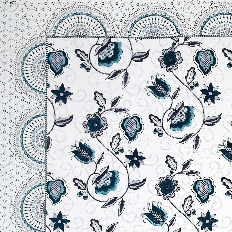 Aishaani Ethnic Cotton Bedsheet (White,Blue) - 180 TC media 3