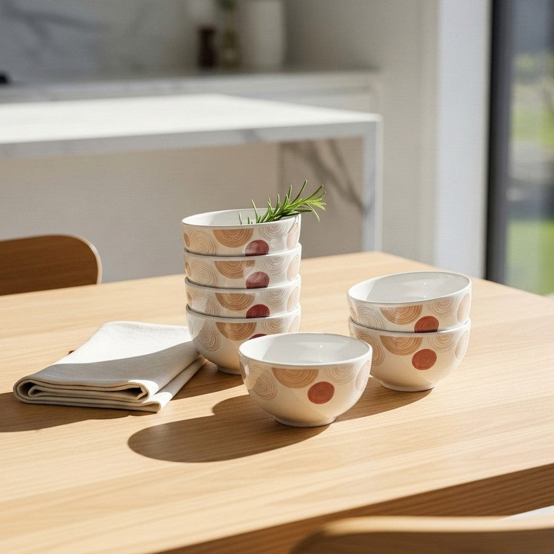 Spiral Melamine Snack Bowls (150 mL Each) - Set of Six - 150 mL