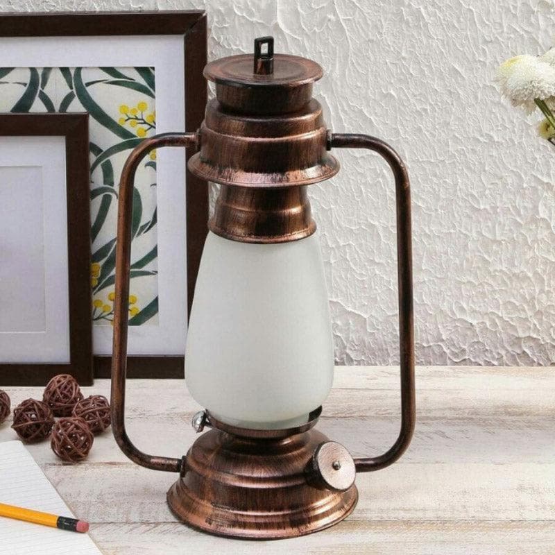 Grio Glam Lantern Glass Table Lamp - Copper,White media 3