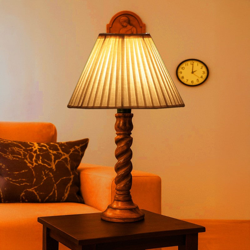 Elvane Oryn Wooden Table Lamp - White