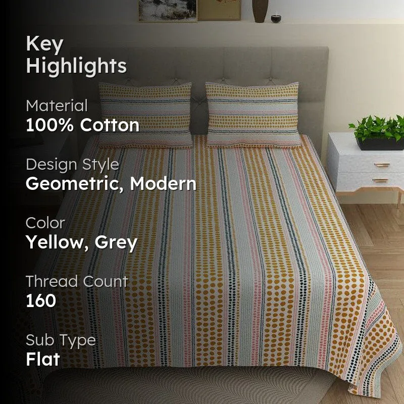 Enerence Striped Cotton Bedsheet - 160 TC media 2