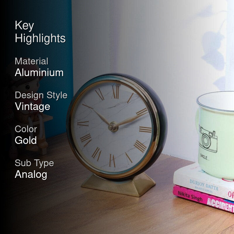 Sacha Gaspard Table Clock - Black & Gold media 2