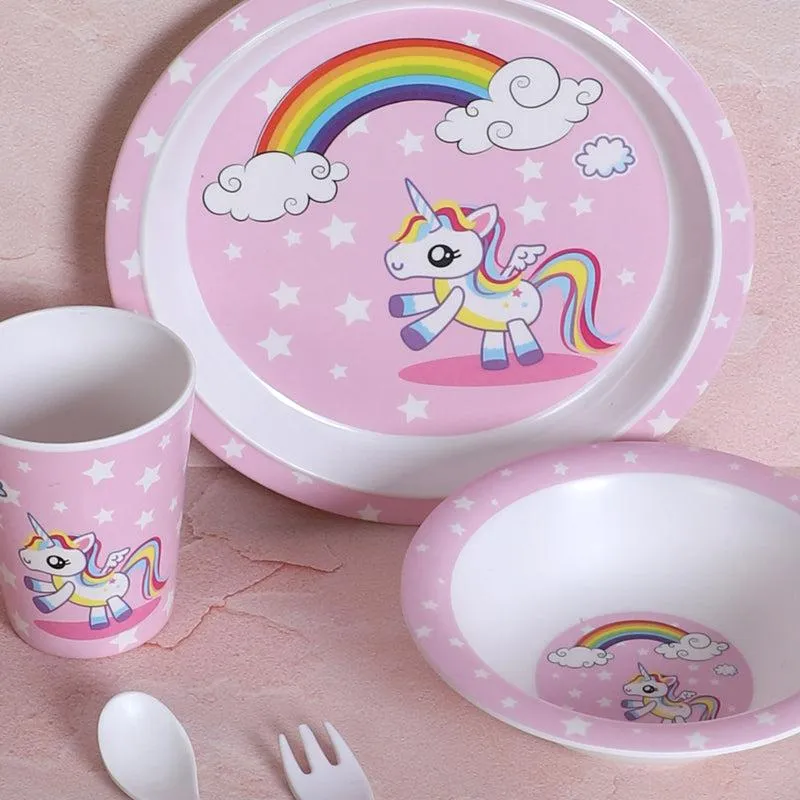 Unicorn Hop Kids Dinner Set - Five Piece Set media 4