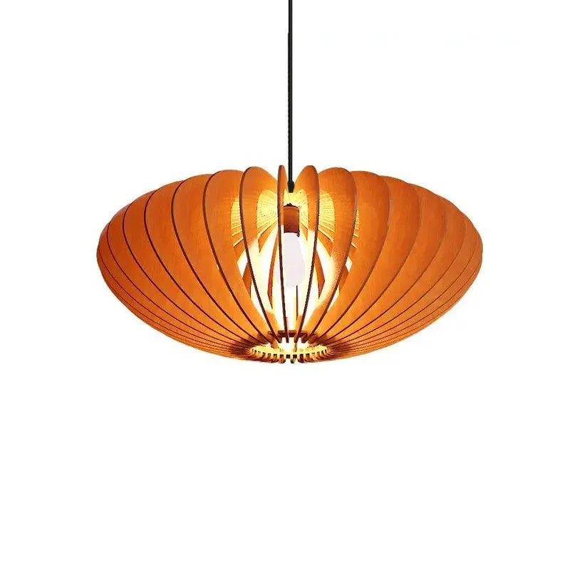 AuraGlow Elegant Wooden Petal Ceiling Lamp media 4