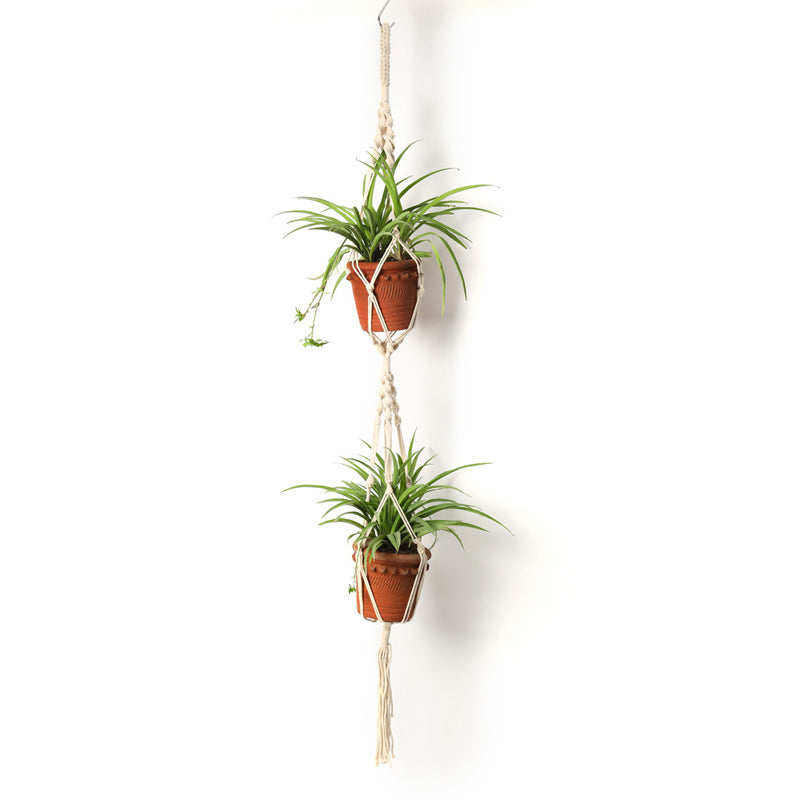 Boeheme Botanica Two Tier Macrame Hanging Planter media 3