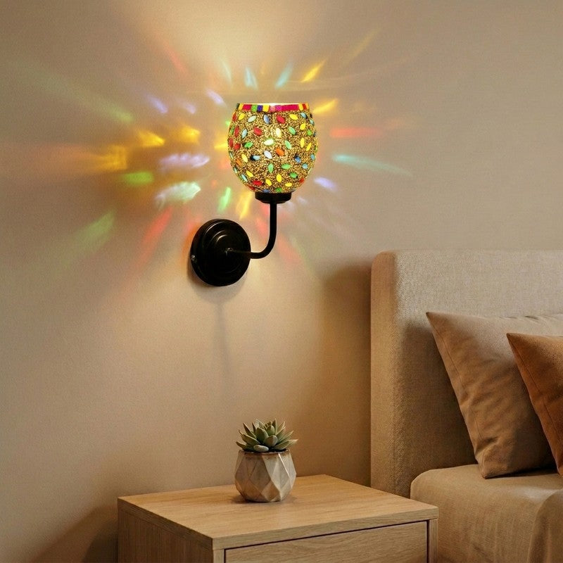 Colorfull Pebble Mosaic Arc Glass Wall Lamp