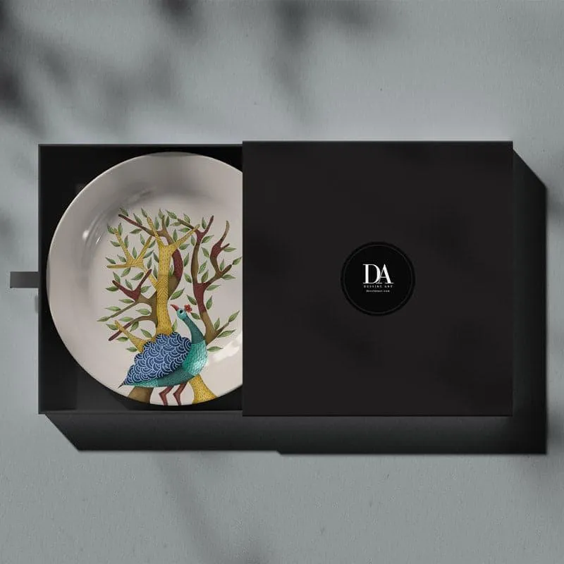 Peacock Gond Art Wall Plate media 4