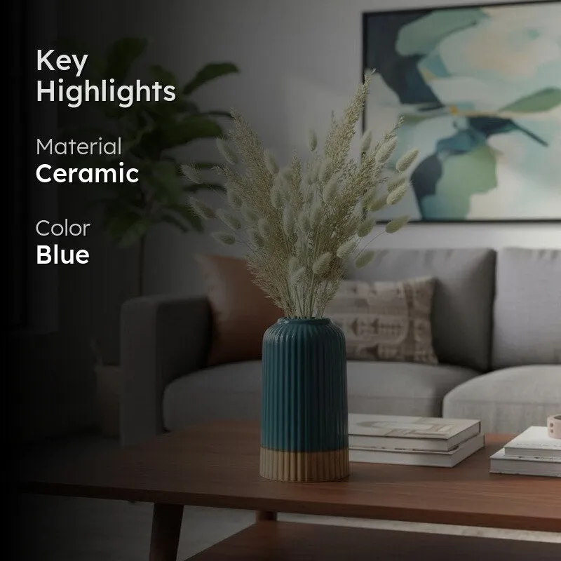 Nordic Blue Ceramic Minimal Vase media 2