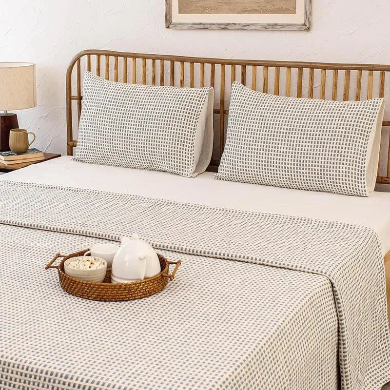 Girnar Bedcover With Pillow Cover - Dark Blue media 1