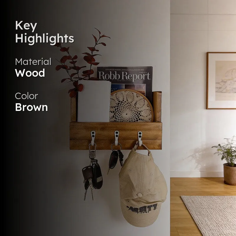 Karigar Wooden Wall Organiser with Key Holders media 2