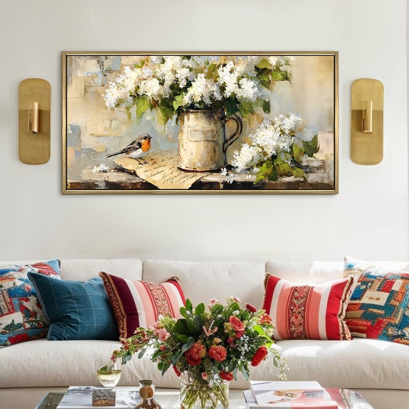 Bouquet Canvas Wall Painting With Frame