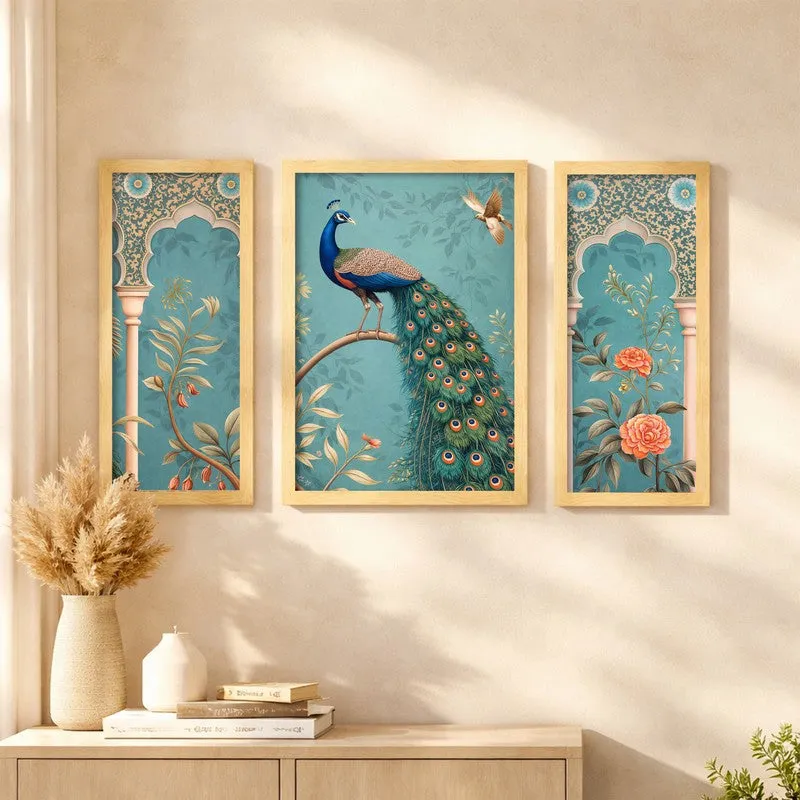 Elegent Mayur Wall Art With Frame - Set of Three media 3